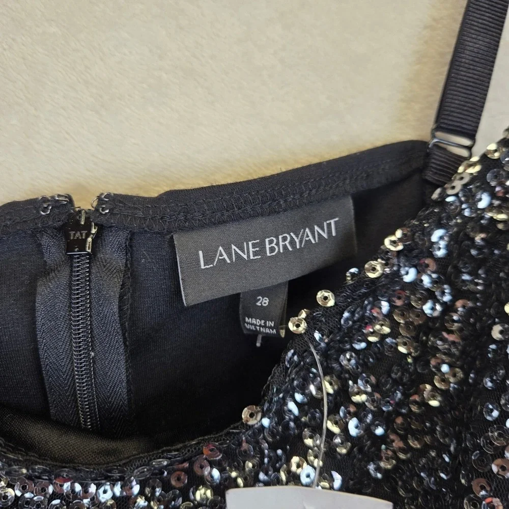 NWT Lane Bryant Black‎ Sequin Cowl Neck Camisole Top Women Size 28 Glam NYE Y2K - Picture 3 of 6